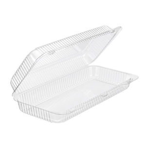 Container Plastic Hinged, 90oz, 12.69"x5.57" PET