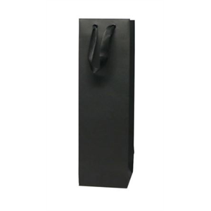 Bag Wine Paper w/Handle 4.5x4.5x15", Black