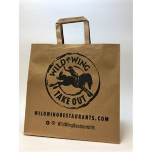 Bag Paper w/FLAT Handle 12"x7"x12", Kraft, WW