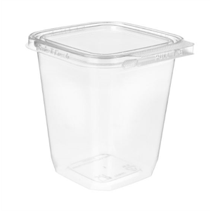 Container Plastic Hinged 32oz Clear Squareware PET