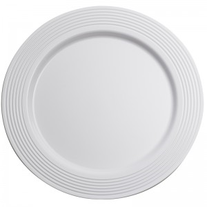 Plate Plastic 6" Round White w/ wht Decorative Rings PS