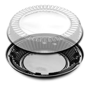 Pie Cont Plastic 10"  Clr Dome/Blk Base Combo, PS, J44