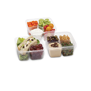 Cont Plas, 6" 4-Comp Clear Square Greenware Re-Pack 150 PLA