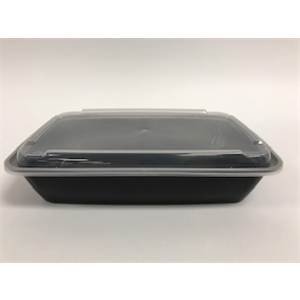 Cont Plas PP, 10x7x2 Black Base 48oz, Clr Lid Combo