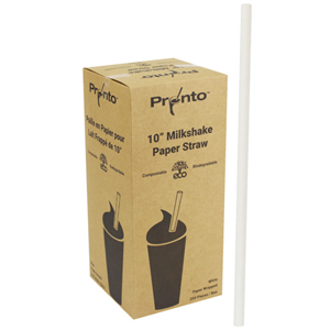 Straw Paper 10" Milkshake White Wrapped, 8x250