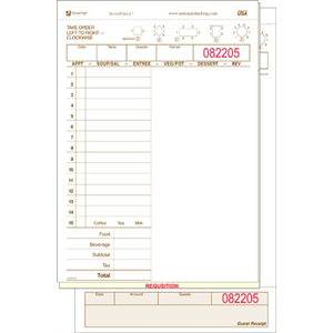 Guest Check, 3-part Tan 15 Lines 8x250