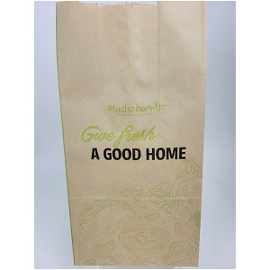 Bag Paper Greaseproof Kraft #14, 7.75"x4.75"x14.75" Printed "Mucho Burrito"