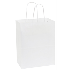 Bag Paper White w/Handle 8x4.75x10.25"