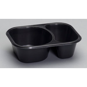 Tray Plastic 2 Comp.Black Ovenable CPET