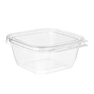 Container Plastic Hinged 12oz Clear Squareware PET