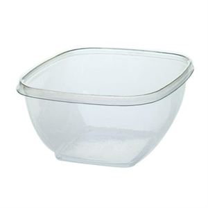Bowl Square small Clear 12 oz with Clear Dome Lid PET