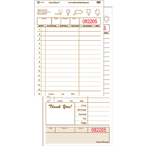 Guest Check, 2-part Tan 14 Lines 8x250