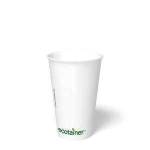Cup Paper Hot 16oz, White PLA Ecotainer Carte Blanc
