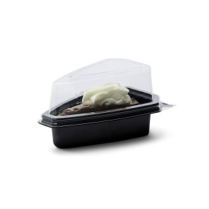Cont 10" Cake Slice Black w/Lid Combo
