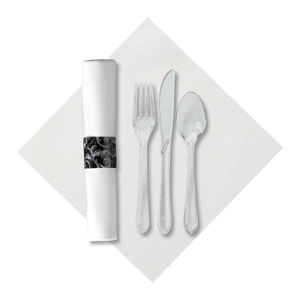 Cutlery Kit Rlld - F,S,K Clr, Linen Like Nap