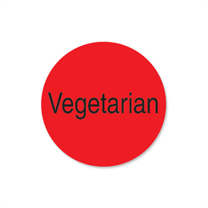 Label 1" Circle prnt RED VEGETARIAN