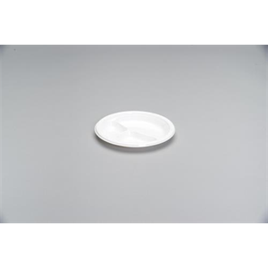 Plate Plastic Foam, 9" White 3-Compartment