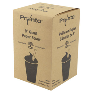 Straw Paper 8" Giant White Unwrapped 8x250