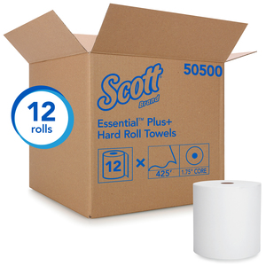 Towel Roll Scott White 8" x 425' - 1.75" Diameter - 50500