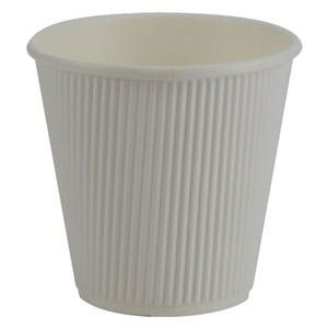 Cup Paper Hot Ripple White 8oz. Squat