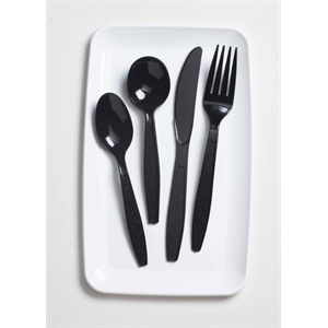 Soup Spoon Black Polystyrene Full Size Diamond