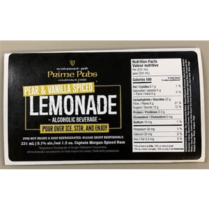 Label 5"x2.75" Semi-Gloss Printed 2C "PUBS Pear Vanilla Lemonade" 250/roll