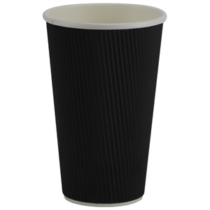 Cup Paper Hot Ripple Black 16 oz.