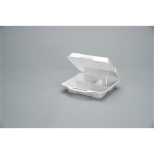 Genpak 23300 9 x 9 x 3 White 3 Compartment Hinged Lid Foam Container -  200/Case