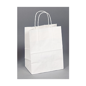 Bag Paper White w/Handle 8x4.75x10"