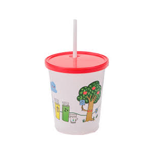 Cup/Lid/Strw Cmbo Plas, 12oz Kids-Recycle Friends PP