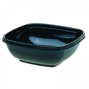 Bowl, 32oz Black Medium Square PET