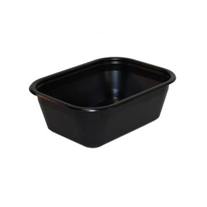 Tray Black 25 oz. Small Rectangle CPET, lid 55060G600
