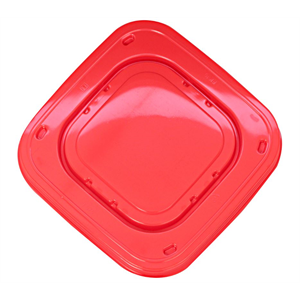 Lid Cont. Flat Plas Red Square 7.5" PET