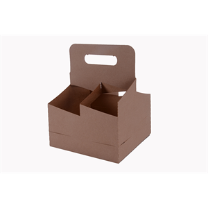 4 Cup Drink Carrier w/Handle Kraft 8x8x10.25"