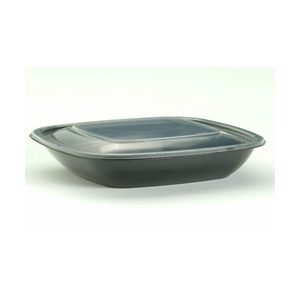 Tray Plastic 46oz 1-Comp Rec Blk PP