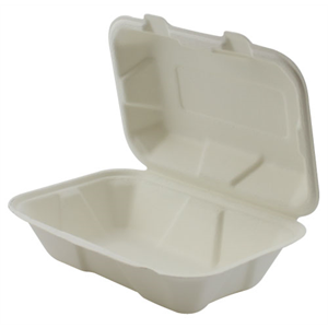 Hinged Cont Bagasse 9x6x3"- 1-Comp ECO