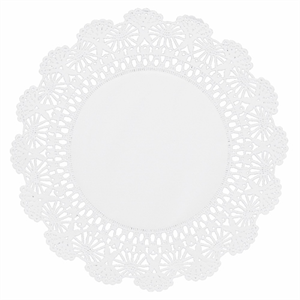 Doilie Round Lace, 8" White