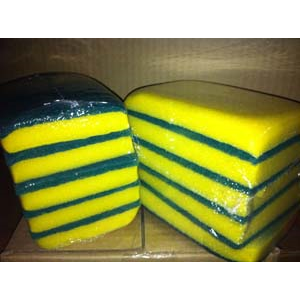 Sponge Scrubber 4x6"Green &Yellow 5Pk