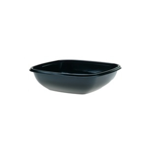 Bowl, 24oz Black Square Shallow PET