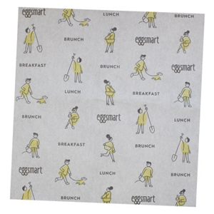 Liner Grease Proof 17x17 White 2C Printed "Eggsmart"