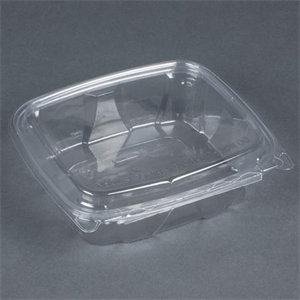 Bowl Plastic, 24oz Sqr w/Lid Clear Combo PET