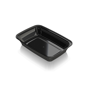 Container Plastic PP 28oz Rectangle Black