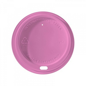 Lid Cup Hot, 10Sqt-20oz Pink Dome 12x100
