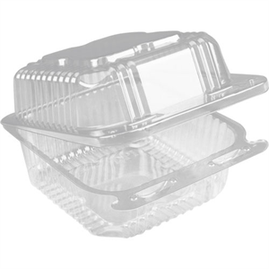Container Plastic Hinged, 6", PS