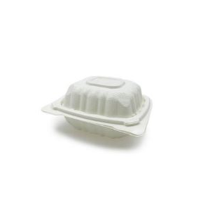 Container Plastic Hinged 6x6x3" White 1-Comp MFPP