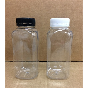 Bottle, EMPTY 8oz, SQ, PETw/ Blk Lid 38mm PACK 550