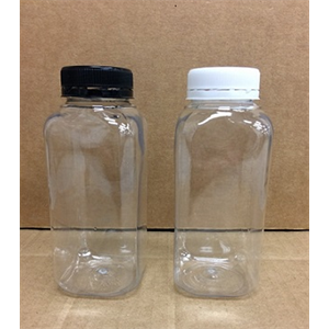 Bottle, EMPTY 8oz, SQ, PETw/ Blk Lid 38mm NEW PACK 480