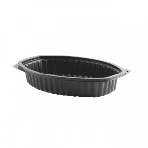 Container Plastic Oval 24oz Black, PP