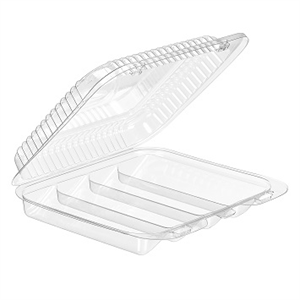 Cont. Plastic Clear Hinged 4 Compartment w/ Barlock PET