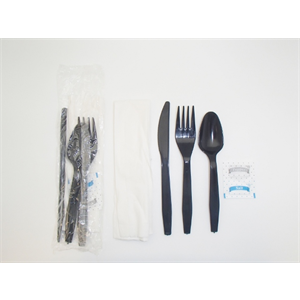 Cutlery Kit Med F,K,TS,S&P,Nap PP Blk Ruby